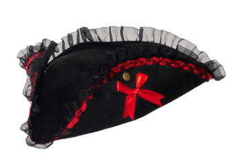 Lace Pirate Hat Red and Black | Hats and Headpieces