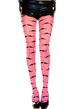 Pink Spandex Mustache Pantyhose