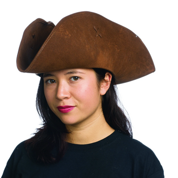 Leatherlike Weathered Pirate Hat Brown | Pirates | Hats and Headpieces