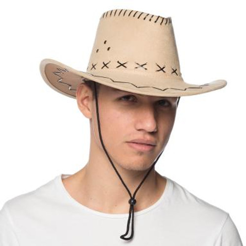 Suede Cowboy Hat With Chin Rope