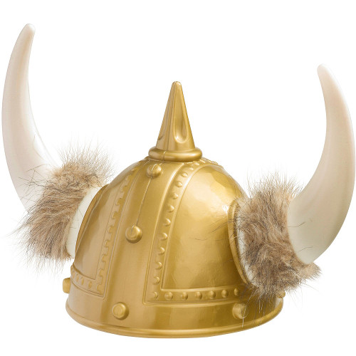 Gold Viking Helmet With Fur And Horns | Vikings | Hats & Headpieces