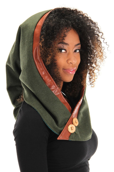 Fantasy Green Woodland Elf Hood