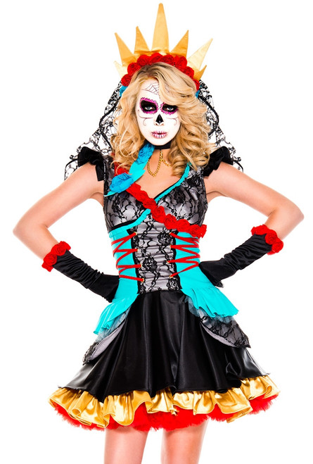 Adult Plus Day of The Dead Darling Costume