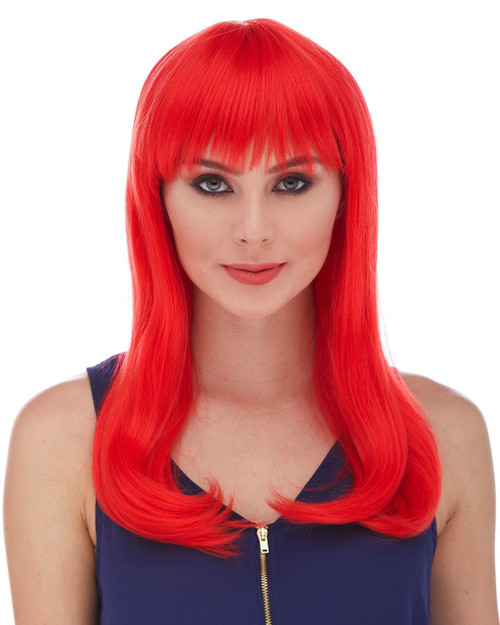 Hollywood Red Straight Wig with Bangs
