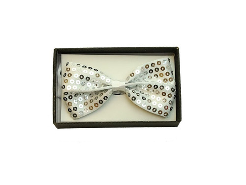 Bowtie In A Box Sequin White at the Costume Shoppe