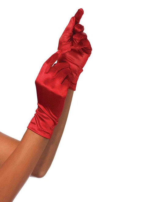 Wrist Satin Red Gloves