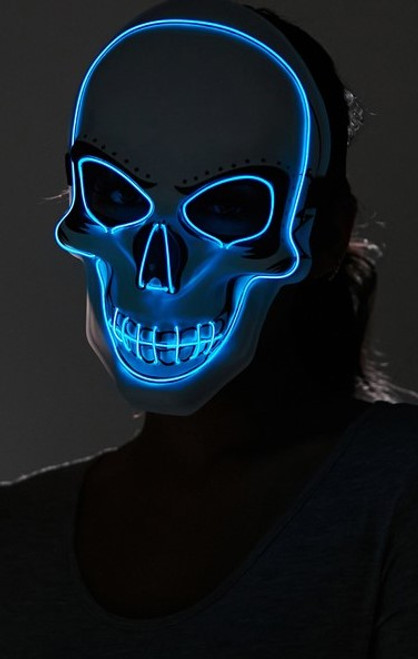 Blue Skull Neon Light Up Purge Mask