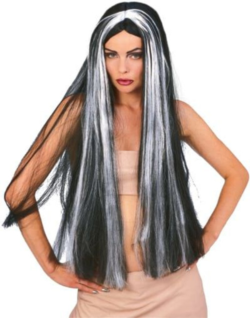 36" Long Witch Wig - Black and Grey | Witch | Wigs