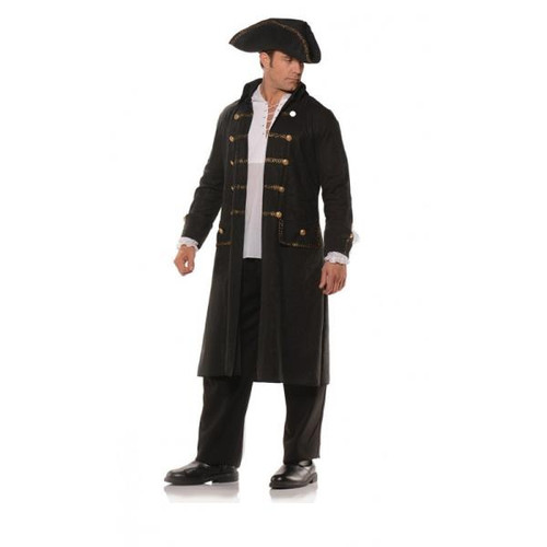 Black Pirate Coat and Hat Costume Set