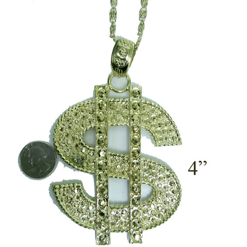 Metal Gold Dollar Sign Necklace Costume Pieces & Kits