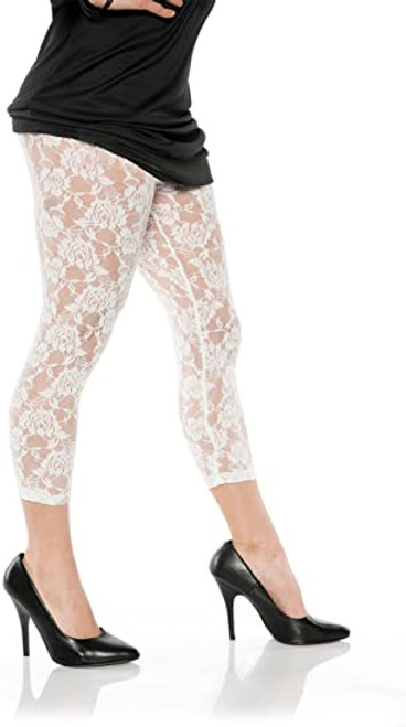 PartyMart. 80'S LACE LEGGINGS NEON PINK - ADULT SMALL