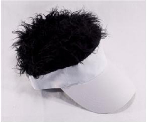 White Visor with Black Hair | 90s | Hats & Headpieces