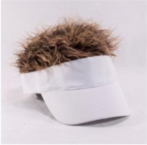White Visor with Brown Hair | 90s | Hats & Headpieces