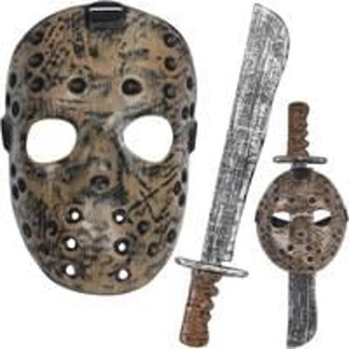 Slasher Hockey Mask and Machete Set | Friday the 13th | Props and Play Weapons