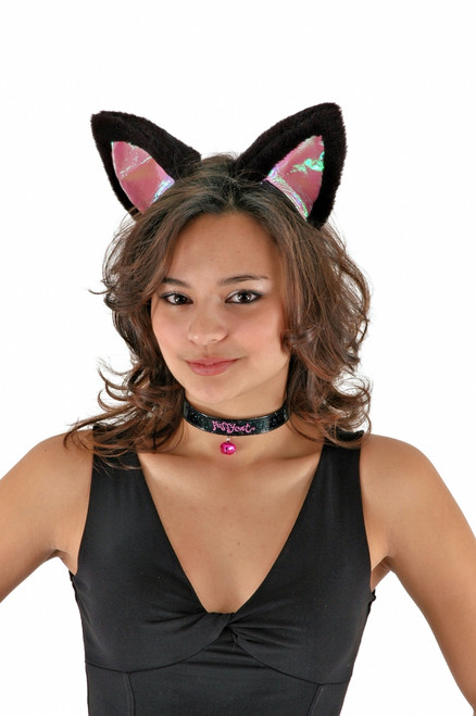 Large Cat Ears and Collar- Black Pink