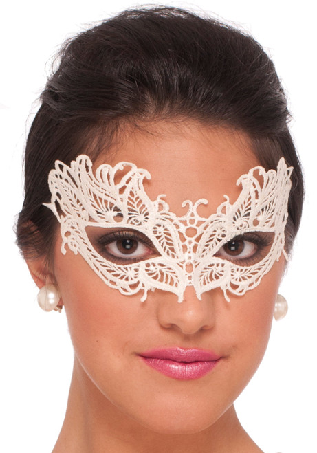 White Lace Demi Masquerade Mask