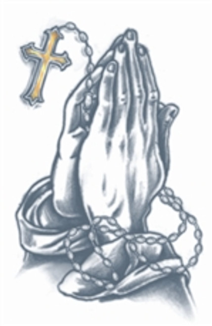 Praying Hands & Rosary Religious Temporary Tattoo