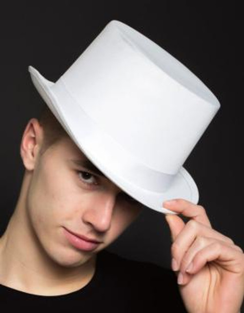 Solid White Top Hat with Self Adjusting Sizer