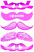 Pink Breast Cancer Moustache Stachetats Tattoos