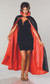 Long Black Satin Cape with Red Lining