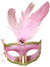 Pink Bow Plume Venetian-Like Mask