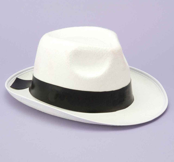 White Gangster Fedora Hat