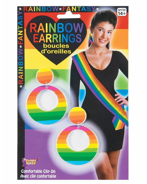 Rainbow Clip-On Hoop Earrings