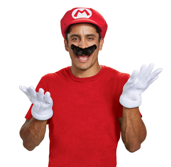 Adult Mario Accessory Kit With Hat Gloves and Mustache (ALT)