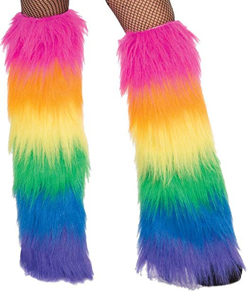 Rainbow Fur Leg Warmers | Festival & Entertainment | Legwear