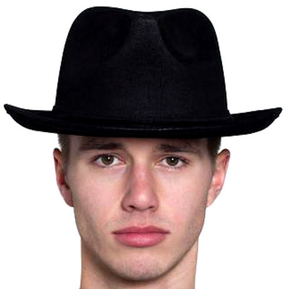 Gangster Fedora - Black or Brown Leather-like | 20s | Hats & Headpieces