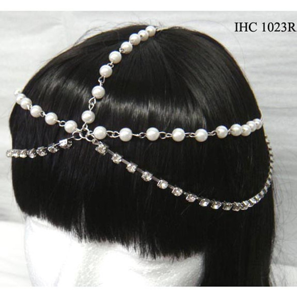 Silver Head Chain with Pearls