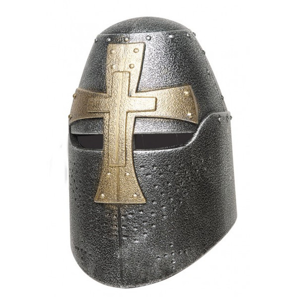 Knight Bucket Helmet with Gold Cross