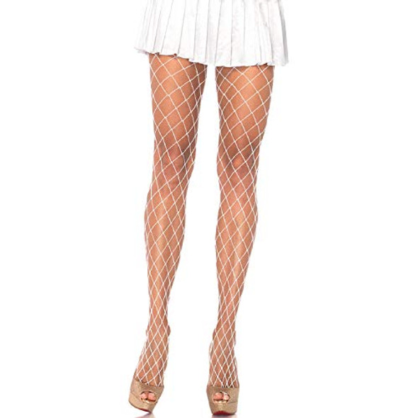 Spandex Diamond Net Tights - White | Hosiery & Legwear