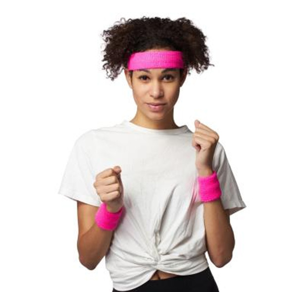 Sweatband Set Neon Pink | 80s | Costume Pieces & Kits