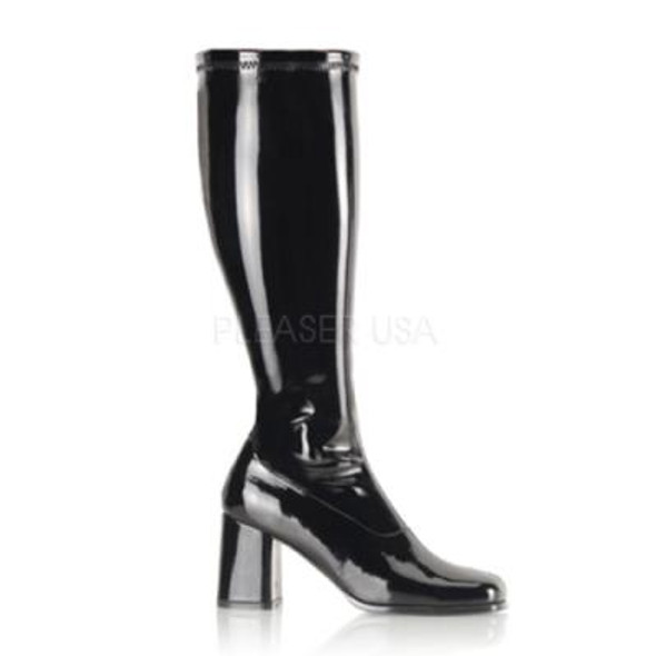 GoGo Boots Wide Calf Black | 60s | Costume Footwear