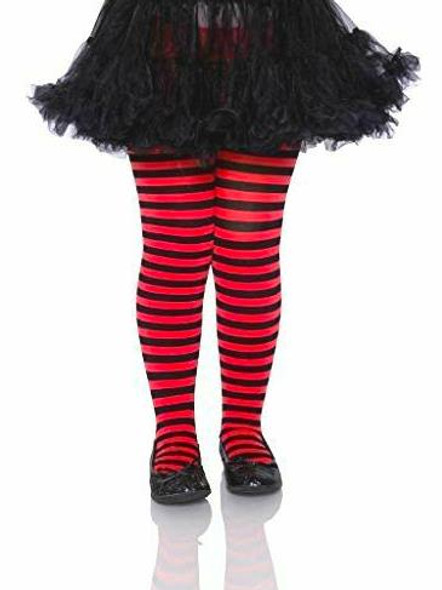 Plus Size Nylon Striped Tights - Black & Red | Legwear