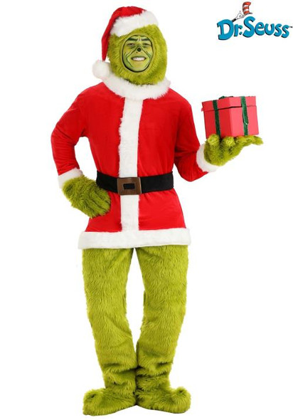 The Grinch Open Face Santa Suit Costume | Christmas | Mens Costumes