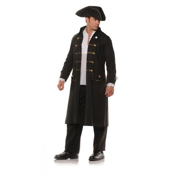 Black Pirate Coat and Hat Costume Set - Plus Size