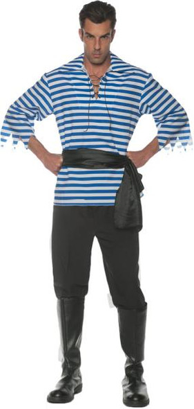 Blue and White Striped Pirate Costume Set - Plus Size