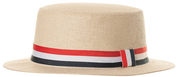 Straw Boater Hat with Flag Band | 20s | Hats & Headpieces