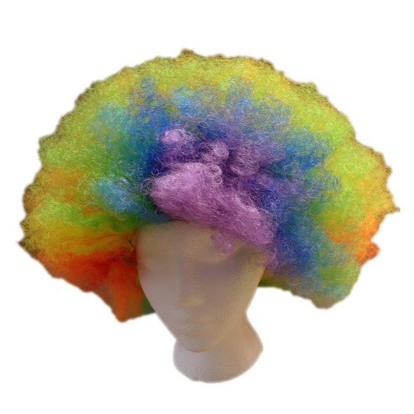 Rainbow Multi Colored Afro Clown Wig | Circus | Character Wigs