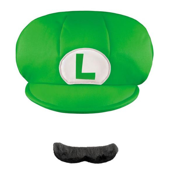 Childs Luigi Hat & Moustache | Super Mario Bros | Costume Pieces & Kits