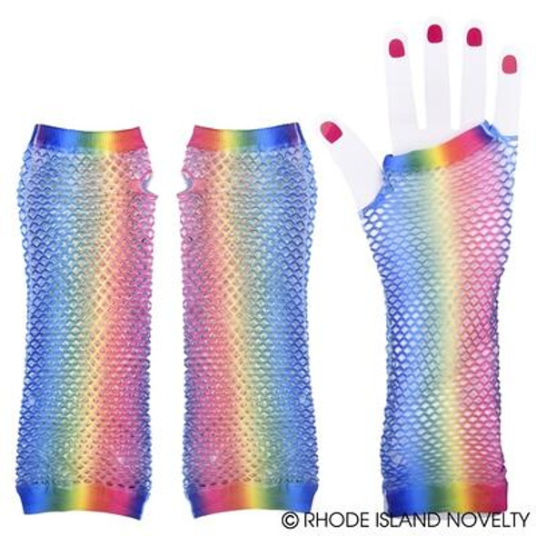 Fishnet Fingerless Long Glove Rainbow | Pride | Gloves