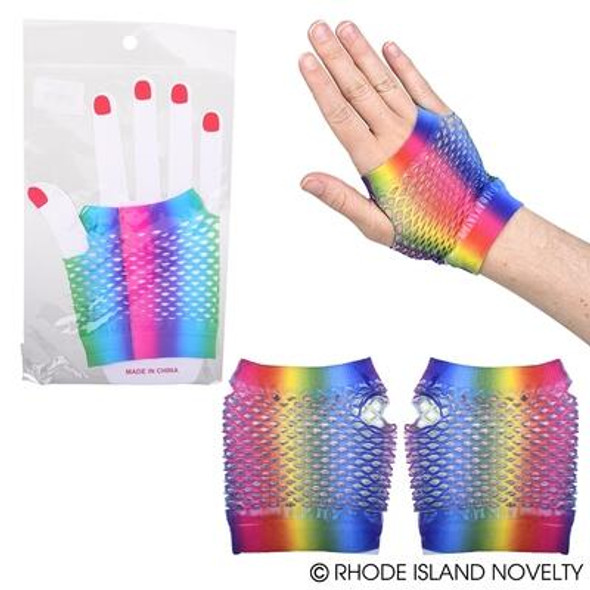 Fishnet Fingerless Wrist Glove Rainbow | Pride | Gloves