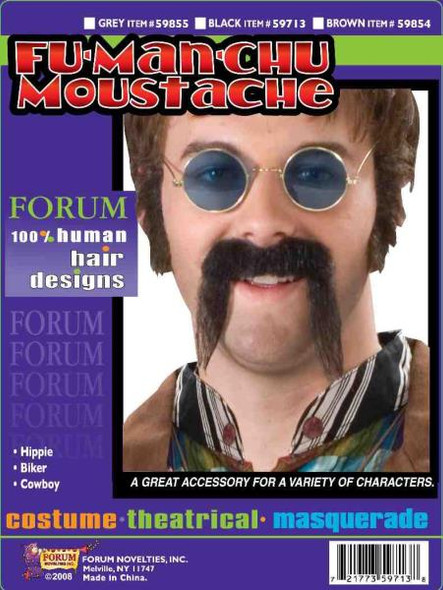 Human Hair Chinese Kung Fu Manchu Master Costume Mustache & Beard Set - Long