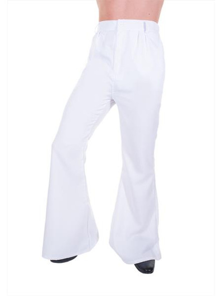 Mens White Flare Disco Pants | 70s | Costume Pieces