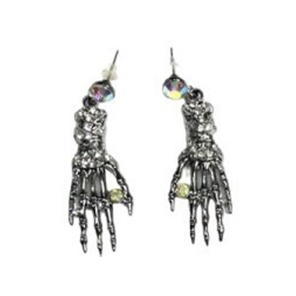 Black Skeleton Hand Earrings & Necklace | Halloween | Costume Jewelry