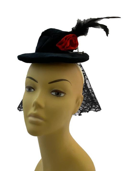 Mini Gothic Top Hat w/ Velvet Finish | Victorian | Hats & Headpieces