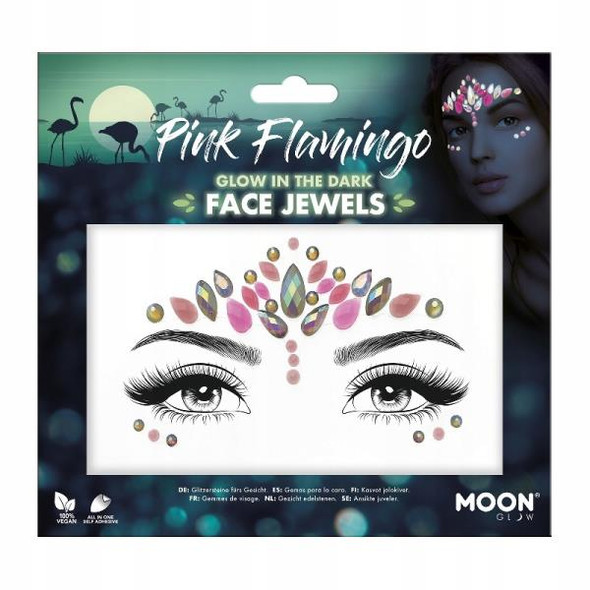 Pink Flamingo Glow in the Dark Face Jewels | Festivals | Makeup