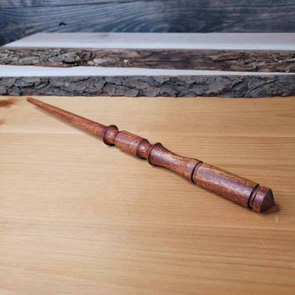 Hand Crafted African Mahogany Wood Wand 12.5in | Fantasy by Numbers | Accessories